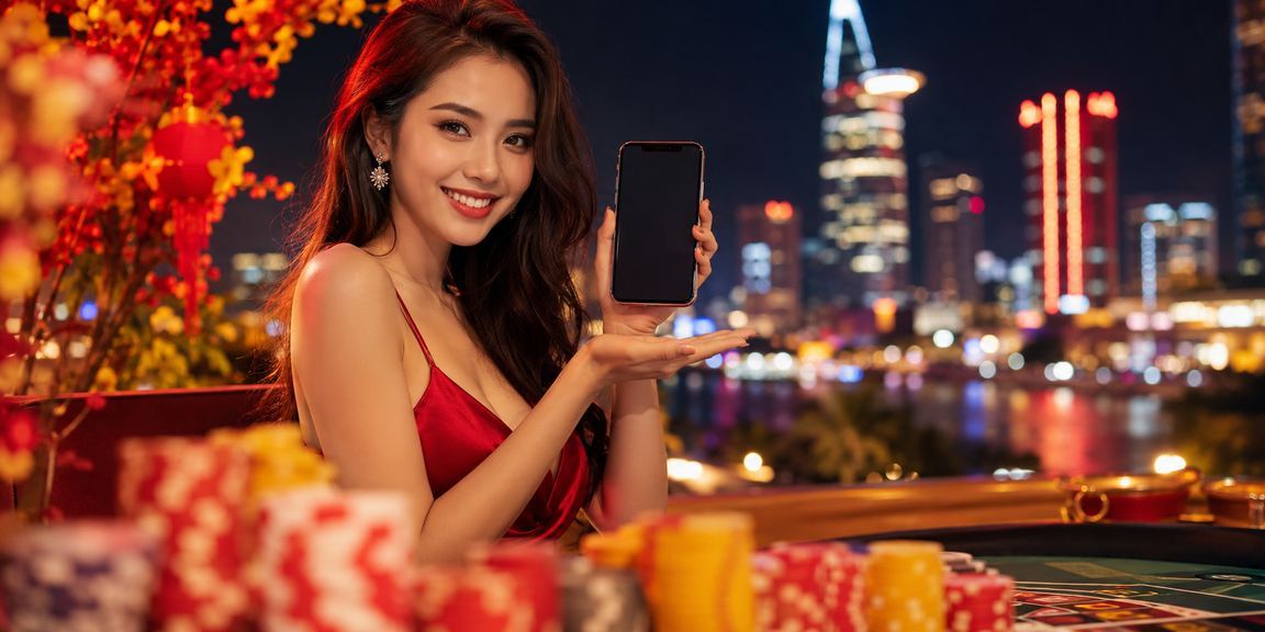 Cảnh sòng bạc di động tại TP. Hồ Chí Minh với ánh đèn neon rực rỡ